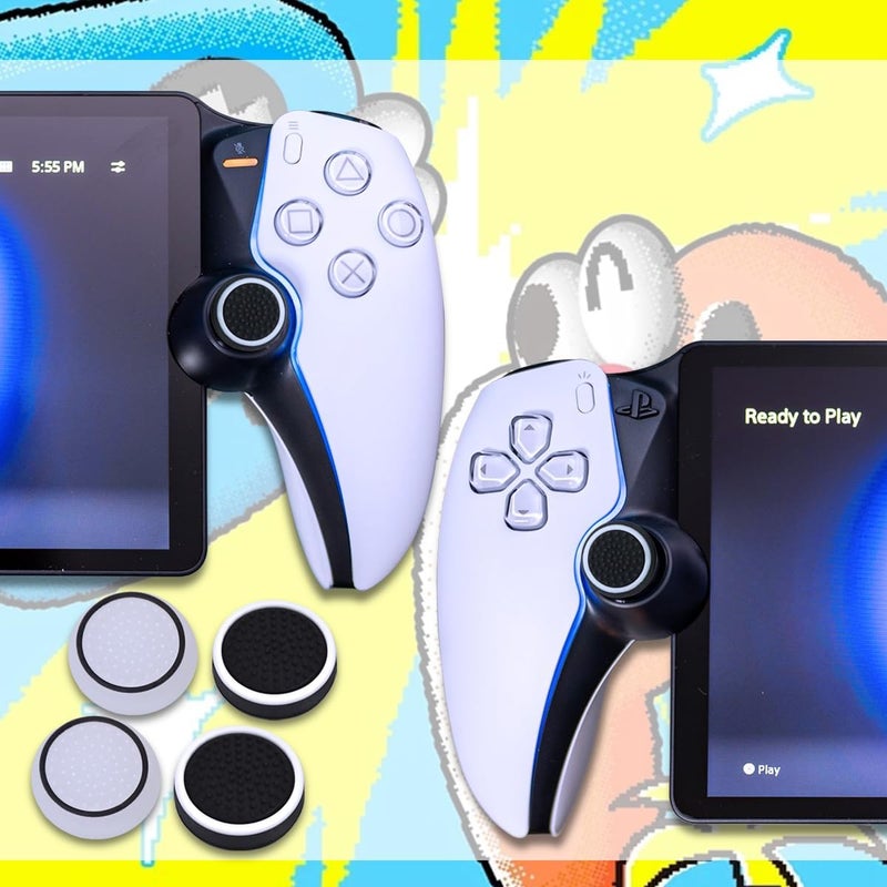 Sunmike PS Portal Thumb Grips Black, Full Protection Analog Stick Cover Silicone Joystick Caps Anti-Scratch & Anti-Slip Thumbstick Replacement Thumb Grips Caps PS Portal Accessories (4 Pcs) - Black&White - Image 3